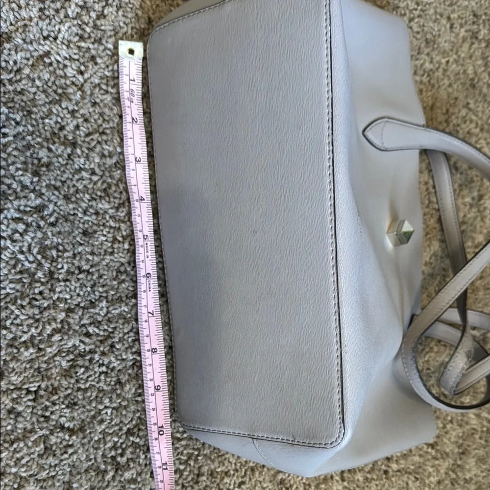 kate spade gray leather tote with gold clover detail